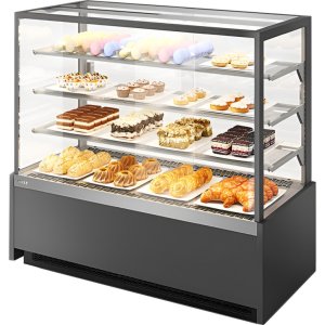 Витрина кондитерская Chilz VETE KUB 130 NEYTRAL серый матовый, шлифованная нержавейка