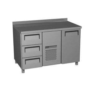 Стол холодильный среднетемпературный Carboma T70 M2-1 (2GN/NT Полюс) с бортом (9006-2 корпус серый 1 дверь, 3 ящ)