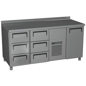 Стол холодильный среднетемпературный Carboma T70 M3-1 (3GN/NT Carboma) с бортом (0430-2 корпус нерж 1 дверь, 6 ящ)